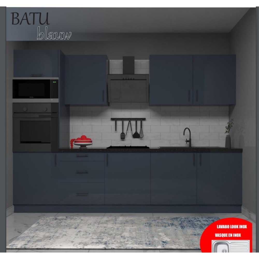 BATU  BLAUW KEUKEN 300CM INCL TOESTELLEN