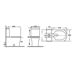 TREND NO-RIM STAANDE WC ONDERPOT? MET SPROEIER(BIDET), SET WC=BINNEN REZERVUAR